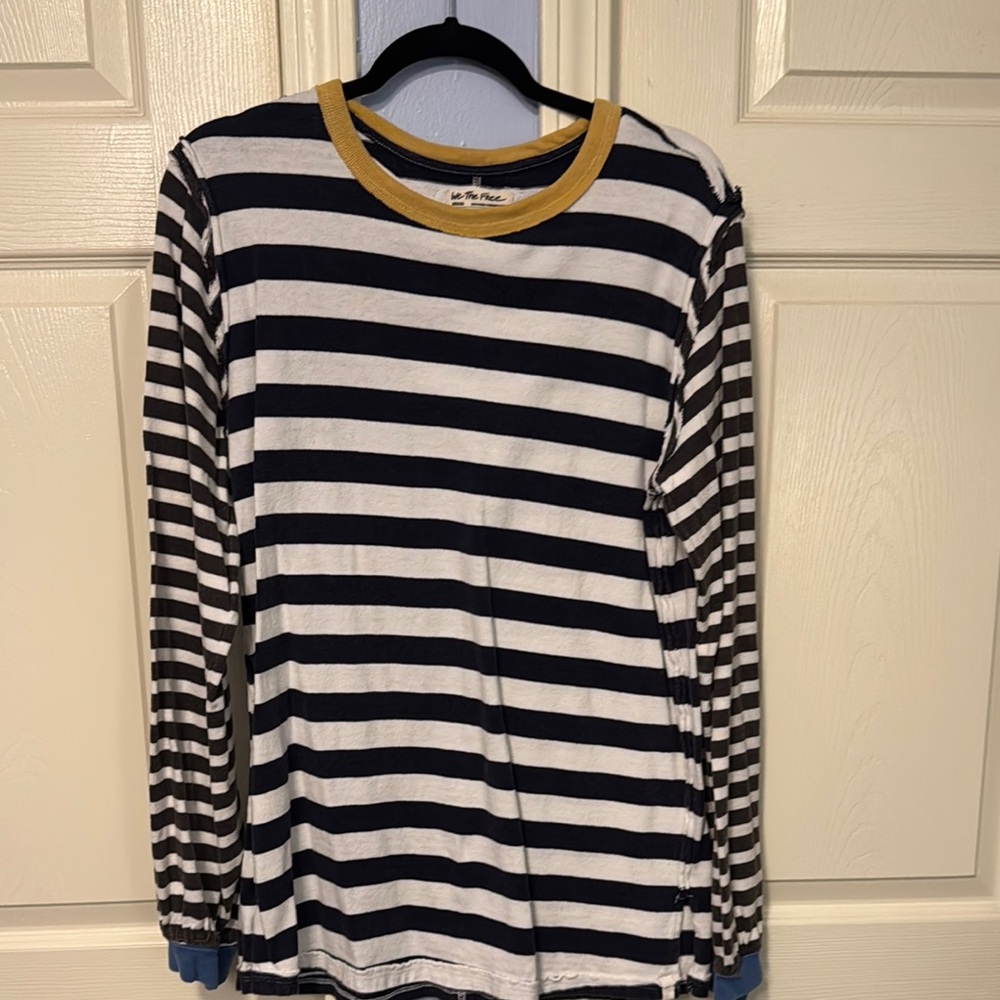 We The Free Blue and White Long Sleeve Tee